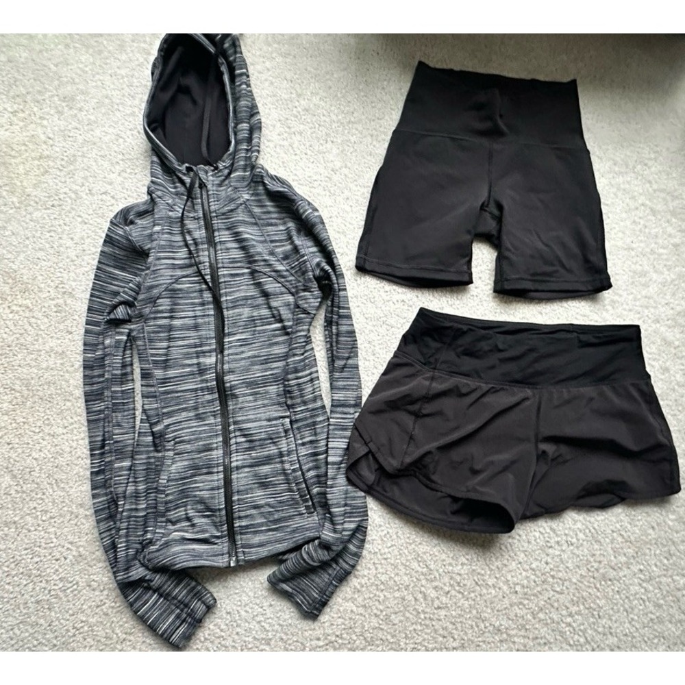 Lululemon 3PC Women Size 4 Define Jacket Bike Speed Shorts